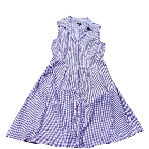 Gingham Sleeveless Button-Down Dress - Picture 1 of 1